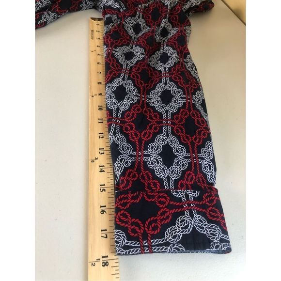 TOMMY HILFIGER Navy w/ Red & White Knotted Rope Print Tabbed Sleeve Shirt Sz 1X - Picture 10 of 13